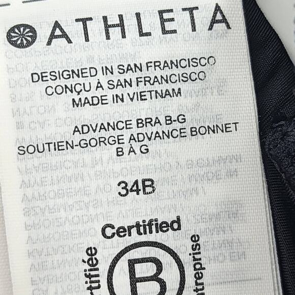 Athleta Black High Impact Racerback Open Mesh Back Advance Bra B-G Size 34B - Picture 3 of 4